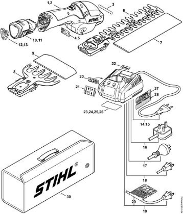 Cortasetos con acumulador (HSA) HSA 25 Unidad motriz, Acumulador, Cargador de la marca Stihl