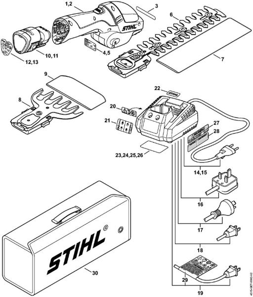 Cortasetos con acumulador (HSA) HSA 25 Unidad motriz, Acumulador, Cargador de la marca Stihl