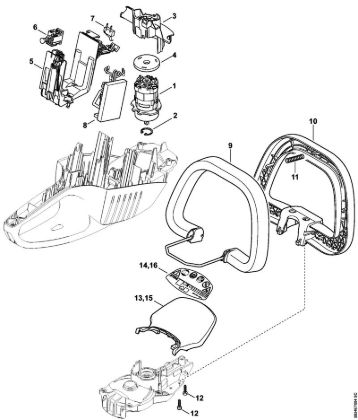 Cortasetos con acumulador (HSA) HSA 86 Motor eléctrico, Módulo electrónico, Palanca del Interuptor de la marca Stihl
