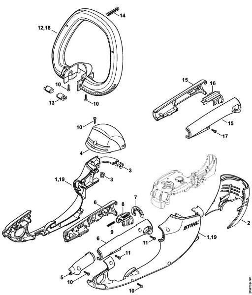 Cortasetos eléctrico (HSE) HSE 81 Carcasa del motor de la marca Stihl