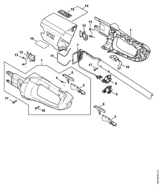 Cortasetos con acumulador (HLA) HLA 65 Carcasa de la empuóadura, Cubierta de la marca Stihl