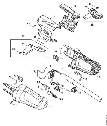 Cortasetos con acumulador (HLA) HLA 85 Carcasa de la empuóadura, Cubierta de la marca Stihl