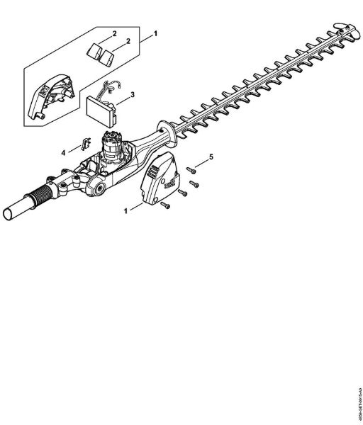Cortasetos con acumulador (HLA) HLA 85 Carcasa del motor, Módulo electrónico de la marca Stihl