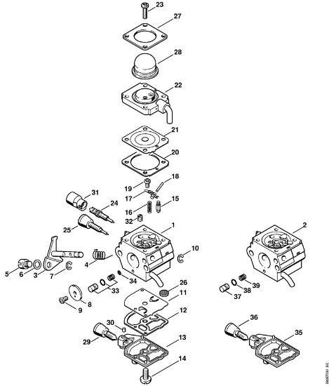 Cortasetos de altura (HL) HL 75 K Carburador C1Q-S157, C1Q-S69 (41.2017) (45.2009) de la marca Stihl
