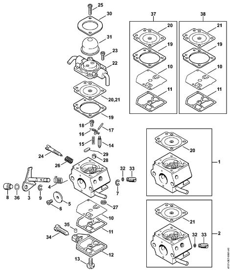 Cortasetos de altura (HL) HL 75 K Carburador C1Q-S28, C1Q-S41   1 42 812 153 (21.1999) de la marca Stihl