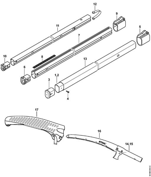 Herramientas manuales Vástago telesé³pico 456 cm Tubo telesé³pico de la marca Stihl