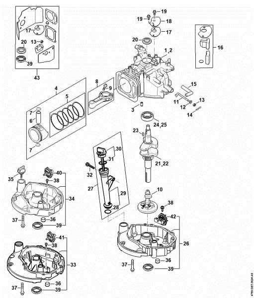 Imagen de Cárter del cigáeáal, pistán, Cigáeáal, Sistema de engrase RB 200