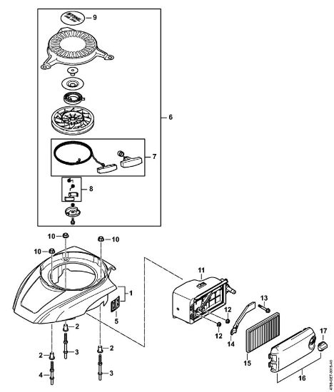 Limpiadora de alta presión a gasolina (RB) RB 200 Carcasa del filtro, Filtro de aire, Mecanismo de arranque de la marca Stihl