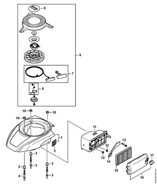 Limpiadora de alta presión a gasolina (RB) RB 200 Carcasa del filtro, Filtro de aire, Mecanismo de arranque de la marca Stihl