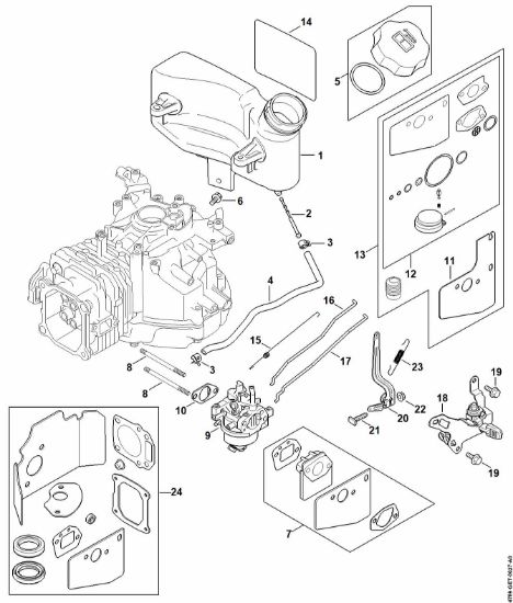 Imagen de Depásito de combustible, Carburador, Mecanismo del acelerador RB 200