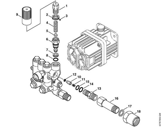 Limpiadora de alta presión a gasolina (RB) RB 302 Pistón de mando de la marca Stihl
