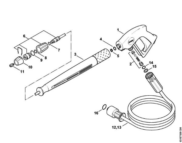 Limpiadora de alta presión a gasolina (RB) RB 302 Pistola, Tubo para pulverizar de la marca Stihl