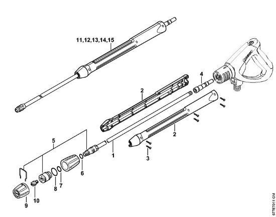 Limpiadora de alta presión a gasolina (RB) RB 302 Tubo de pulverización de la marca Stihl