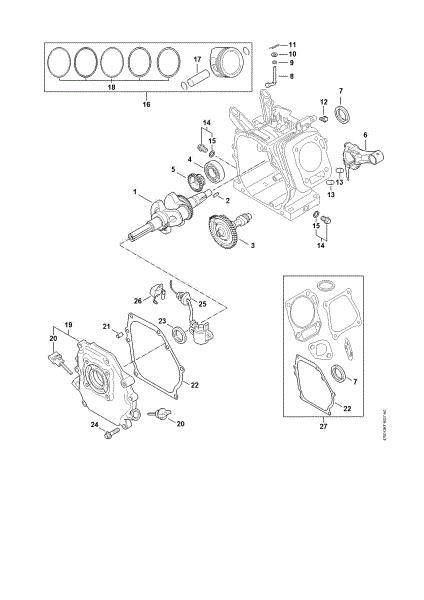 Imagen de Cárter del cigáeáal, pistán, Cigáeáal, Sistema de engrase RB 400 Dirt Boss