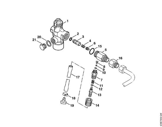 Limpiadora de alta presión a gasolina (RB) RB 402 Bloque regulador de seguridad, Válvula dosificadora de la marca Stihl