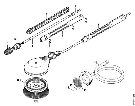 Limpiadora de alta presión a gasolina (RB) RB 402 Boquilla rotativa, Cepillo de lavado rotatorio, Tubo flexible de aspiración de la marca Stihl