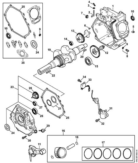 Limpiadora de alta presión a gasolina (RB) RB 800 Cárter del cigüeóal, pistón, Cigüeóal, Sistema de engrase de la marca Stihl