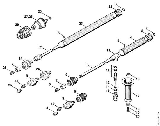 Limpiadora eléctrica de alta presión (RE) RB 400 K Tubo de pulverización de la marca Stihl