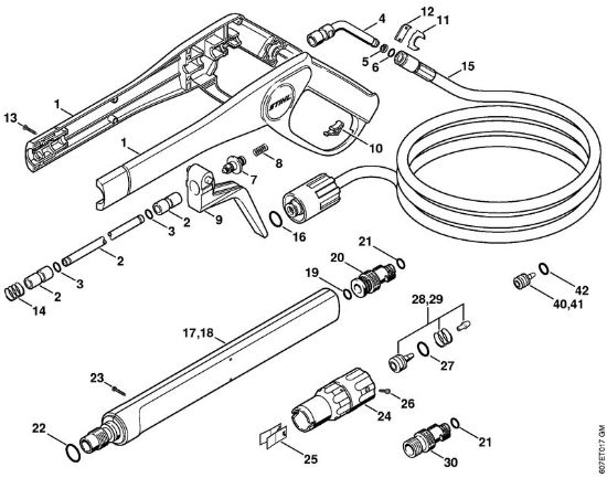 Limpiadora eléctrica de alta presión (RE) RE 102 KM Pistola, Tubo para pulverizar de la marca Stihl