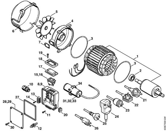 Limpiadora eléctrica de alta presión (RE) RE 104 K Motor eléctrico de la marca Stihl