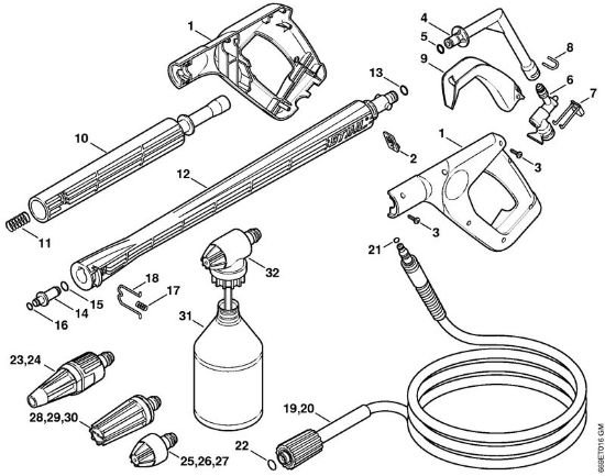 Limpiadora eléctrica de alta presión (RE) RE 106 K Pistola, Tubo para pulverizar de la marca Stihl