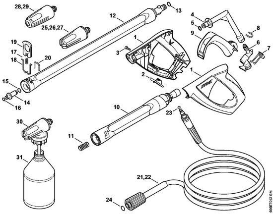 Limpiadora eléctrica de alta presión (RE) RE 107 Pistola, Tubo para pulverizar de la marca Stihl