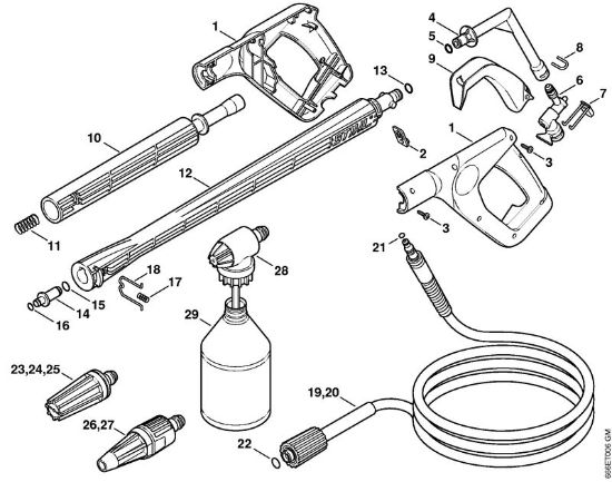 Limpiadora eléctrica de alta presión (RE) RE 107 Pistola, Tubo para pulverizar (05.2007) de la marca Stihl