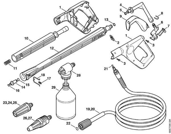 Limpiadora eléctrica de alta presión (RE) RE 107 Pistola, Tubo para pulverizar (05.2007) de la marca Stihl