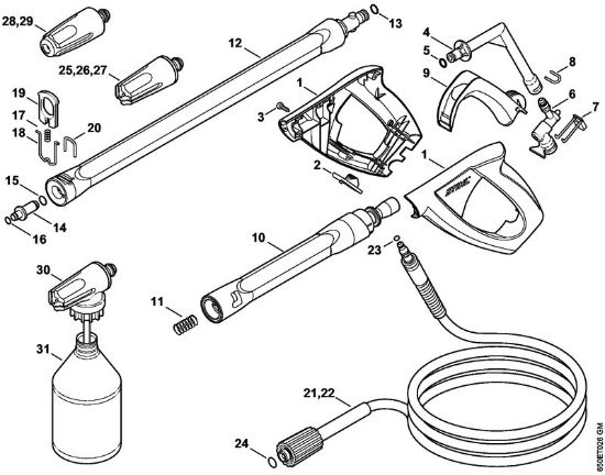 Limpiadora eléctrica de alta presión (RE) RE 108 Pistola, Tubo para pulverizar de la marca Stihl