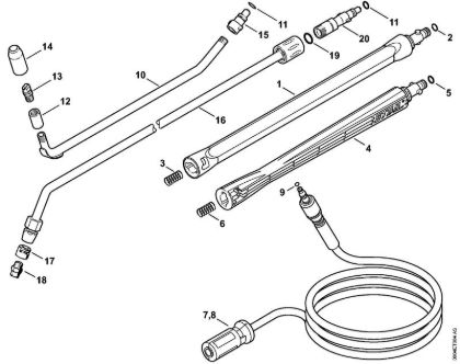 Limpiadora eléctrica de alta presión (RE) RE 109 Tubo de pulverización, Manguera de alta presión   06/2019 de la marca Stihl