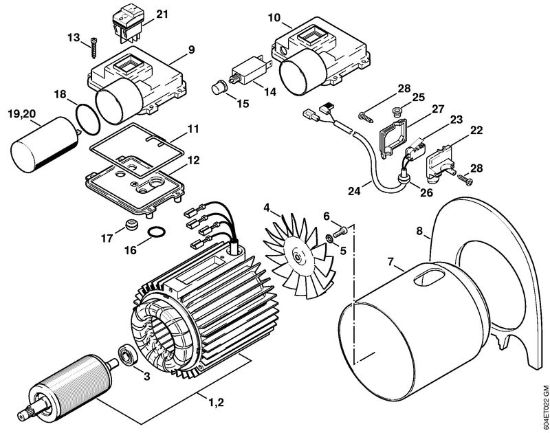Limpiadora eléctrica de alta presión (RE) RE 115 K Motor eléctrico, Caja del interruptor de la marca Stihl