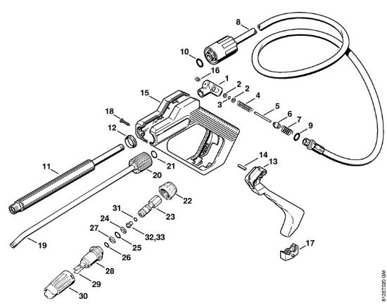 Limpiadora eléctrica de alta presión (RE) RE 120 K Pistola, Tubo para pulverizarRE 110 K con sistema automático de desconexión de la marca Stihl