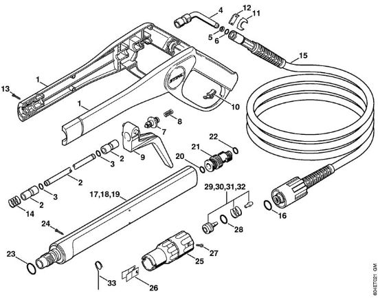 Limpiadora eléctrica de alta presión (RE) RE 125 K Pistola, Tubo para pulverizar de la marca Stihl