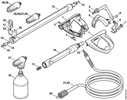 Limpiadora eléctrica de alta presión (RE) RE 128 PLUS Pistola, Tubo para pulverizar de la marca Stihl