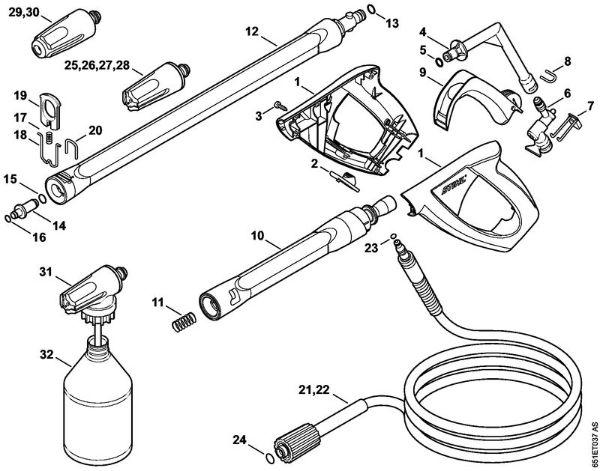 Limpiadora eléctrica de alta presión (RE) RE 128 PLUS Pistola, Tubo para pulverizar de la marca Stihl