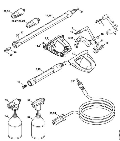 Limpiadora eléctrica de alta presión (RE) RE 129 PLUS Pistola, Tubo para pulverizar de la marca Stihl