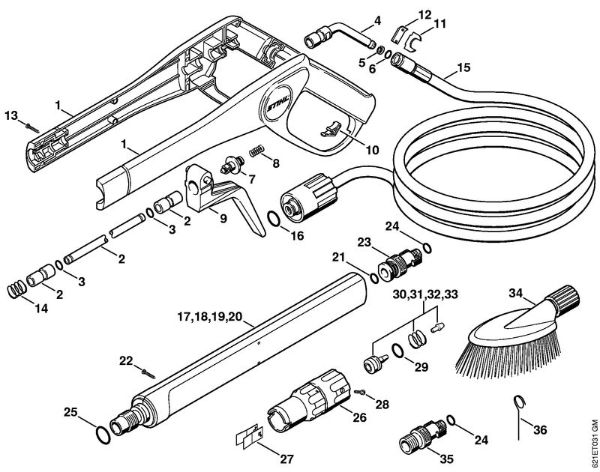 Limpiadora eléctrica de alta presión (RE) RE 140 K Pistola, Tubo para pulverizar de la marca Stihl