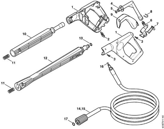 Limpiadora eléctrica de alta presión (RE) RE 161 K PLUS Pistola, Tubo para pulverizar de la marca Stihl