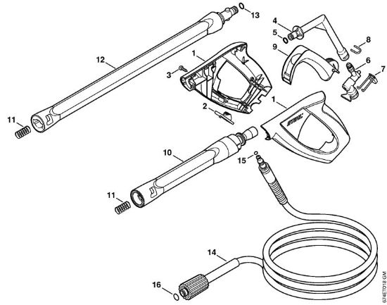 Limpiadora eléctrica de alta presión (RE) RE 162 PLUS Pistola, Tubo para pulverizar de la marca Stihl