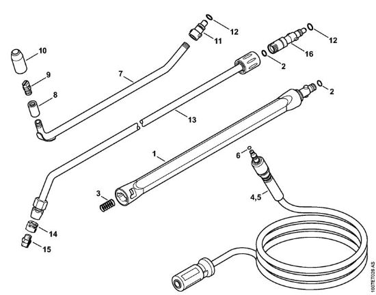 Limpiadora eléctrica de alta presión (RE) RE 163 PLUS Tubo de pulverización, Manguera de alta presión   06/2019 de la marca Stihl