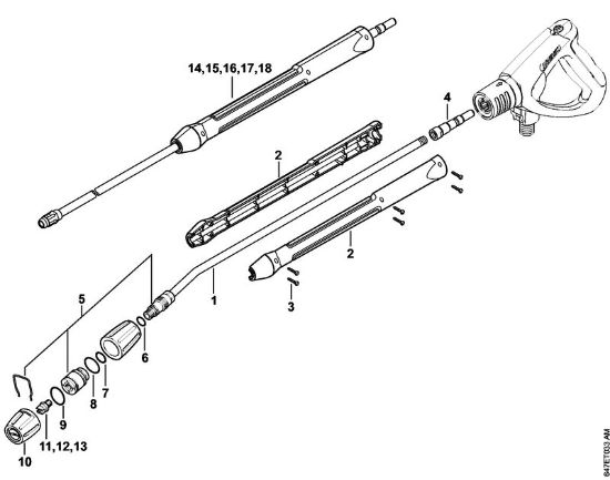Limpiadora eléctrica de alta presión (RE) RE 281 PLUS Tubo de pulverización de la marca Stihl