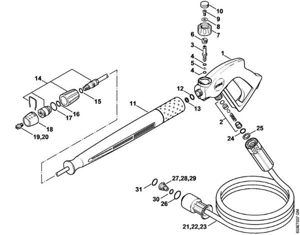 Limpiadora eléctrica de alta presión (RE) RE 360 K Pistola, Tubo para pulverizar de la marca Stihl