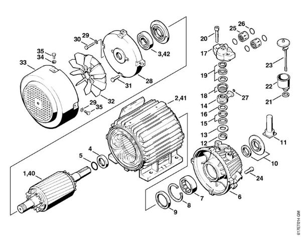 Limpiadora eléctrica de alta presión (RE) RE 400 K Motor eléctrico RE 400 K, RE 401 K, Carcasa de la bomba de la marca Stihl