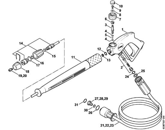 Limpiadora eléctrica de alta presión (RE) RE 460 K Pistola, Tubo para pulverizar de la marca Stihl