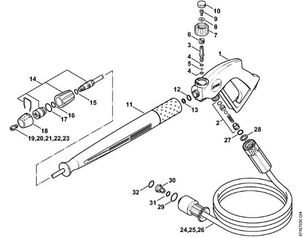 Limpiadora eléctrica de alta presión (RE) RE 461 Pistola, Tubo para pulverizar (40.2009) de la marca Stihl