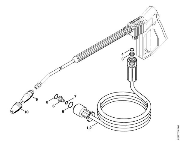 Limpiadora eléctrica de alta presión (RE) RE 500 W Manguera de alta presión, Boquilla rotativa de la marca Stihl