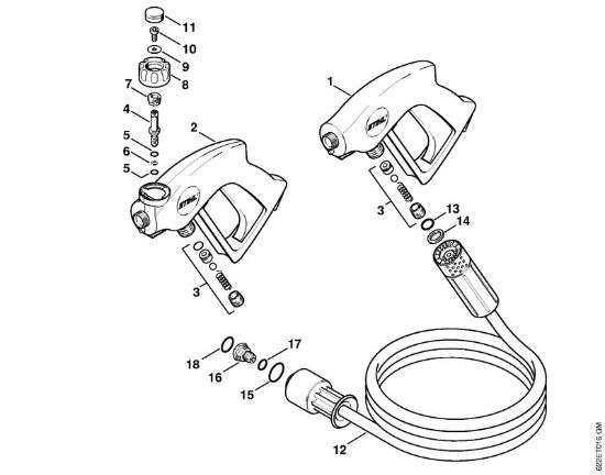 Limpiadora eléctrica de alta presión (RE) RE 520 W Pistola, Manguera de alta presión de la marca Stihl