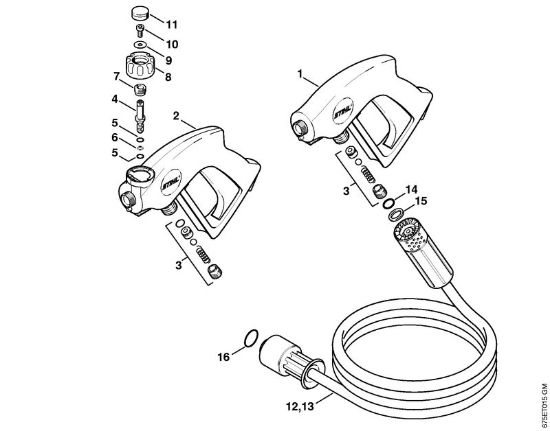 Limpiadora eléctrica de alta presión (RE) RE 521 Pistola, Manguera de alta presión de la marca Stihl