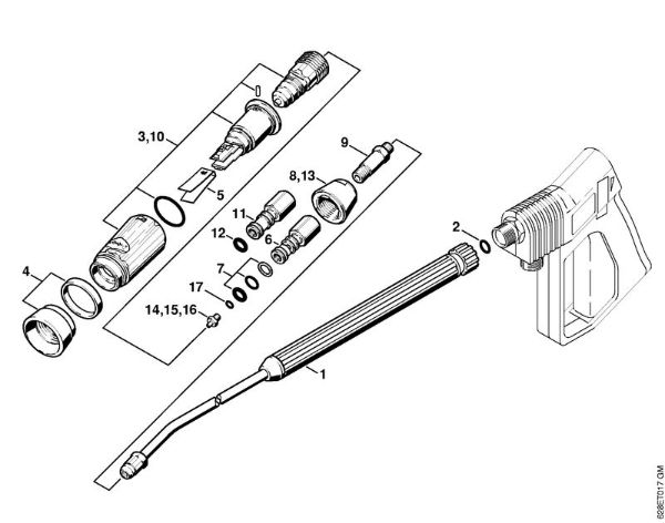 Limpiadora eléctrica de alta presión (RE) RE 530 W Tubo de pulverización, Cabezal de pulverización Vario SP 300 de la marca Stihl