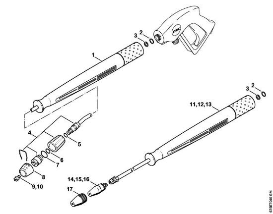 Limpiadora eléctrica de alta presión (RE) RE 581 PLUS Tubo de pulverización, Boquilla rotativa de la marca Stihl